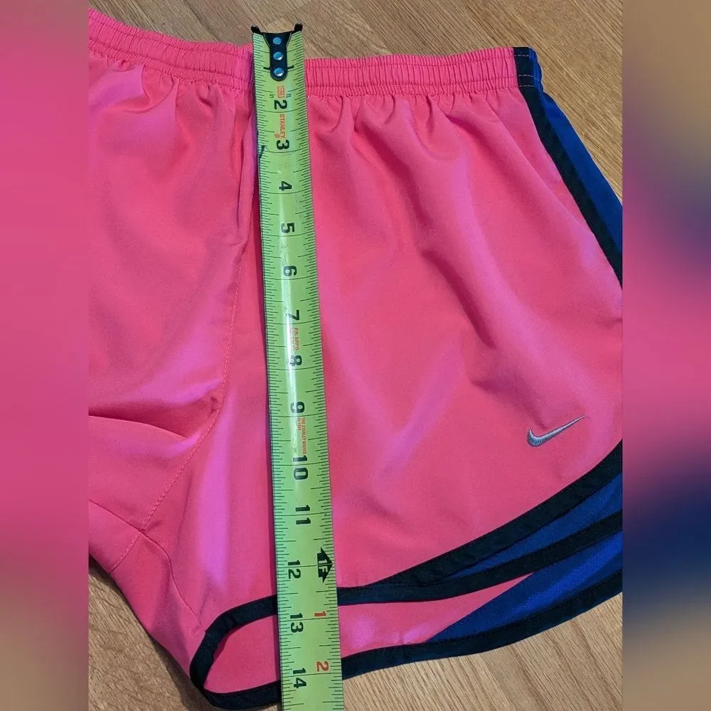 Women Nike Pink Blue Lined 2 in 1 Athletic Run Shorts Medium drawstring pocket